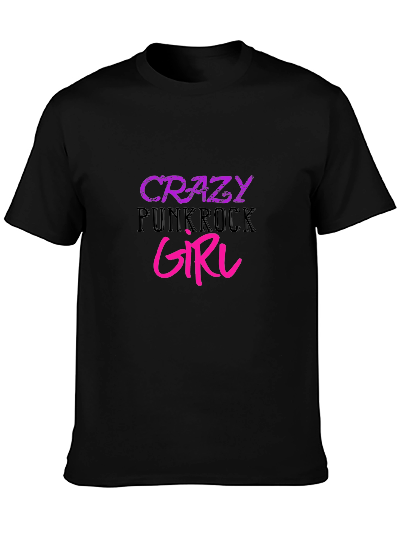 Crazy Punkrock Girl Black T-Shirt