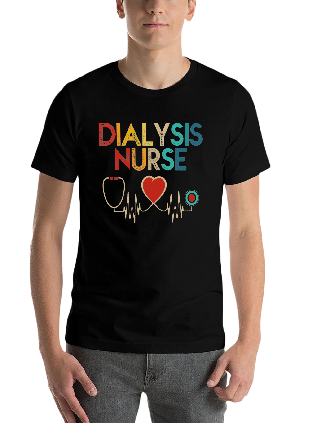 Dialysis Nurse T-Shirt Heartbeat Design