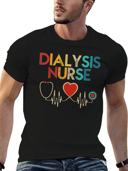 Dialysis Nurse T-Shirt Heartbeat Design