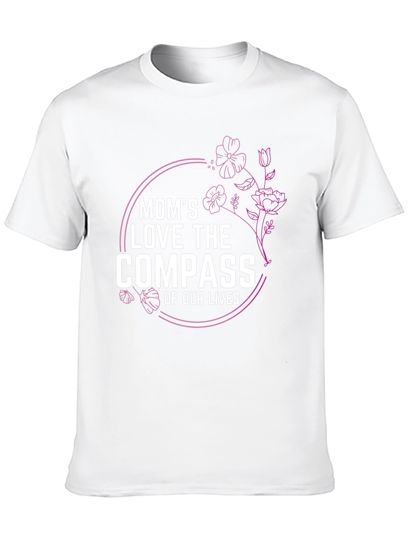 Moms Love Compass T-Shirt Floral Design Black Tee