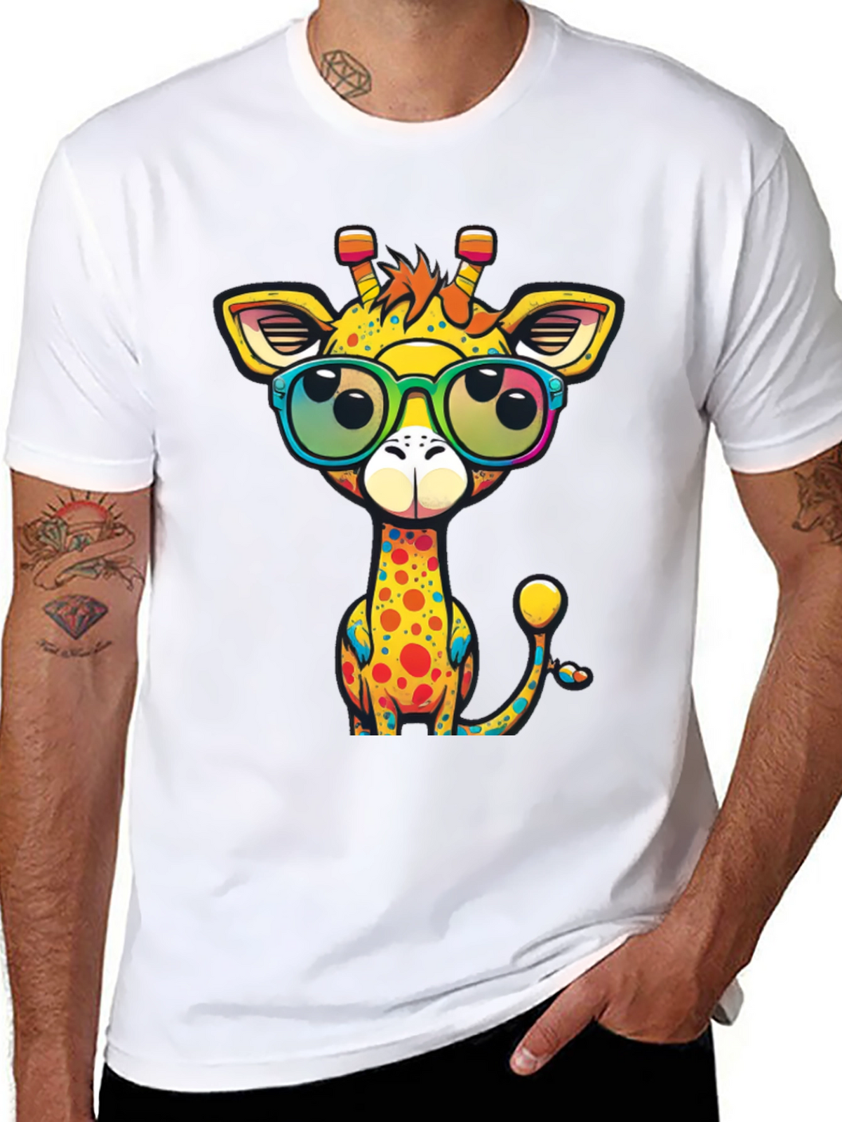 Cool Giraffe Graphic Tee - Black T-Shirt