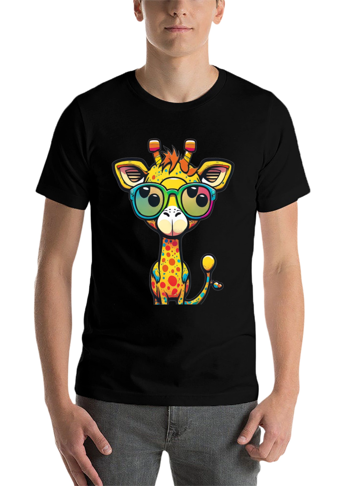 Cool Giraffe Graphic Tee - Black T-Shirt