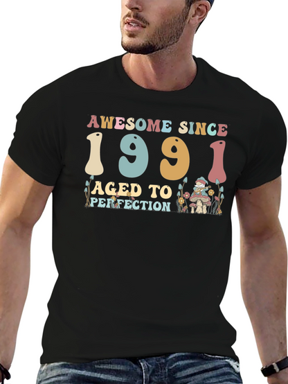 Awesome Since 1991 Aged to Perfection Black T-Shirt