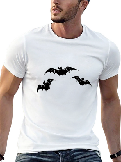 Mens Black Bat Graphic Tee - Halloween Style
