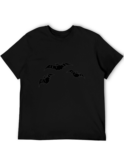 Mens Black Bat Graphic Tee - Halloween Style