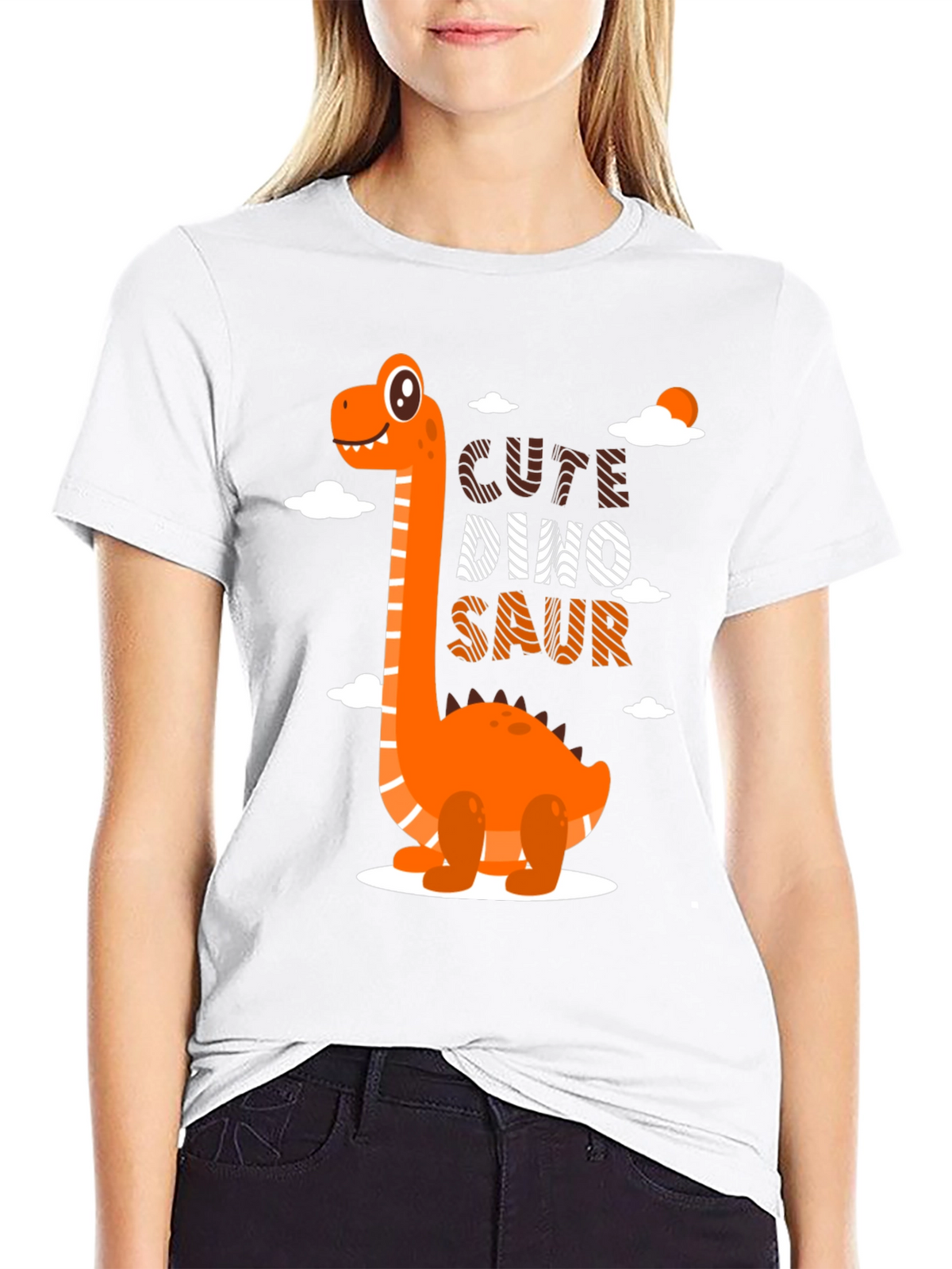 Cute Dino-Saur Black Graphic T-Shirt