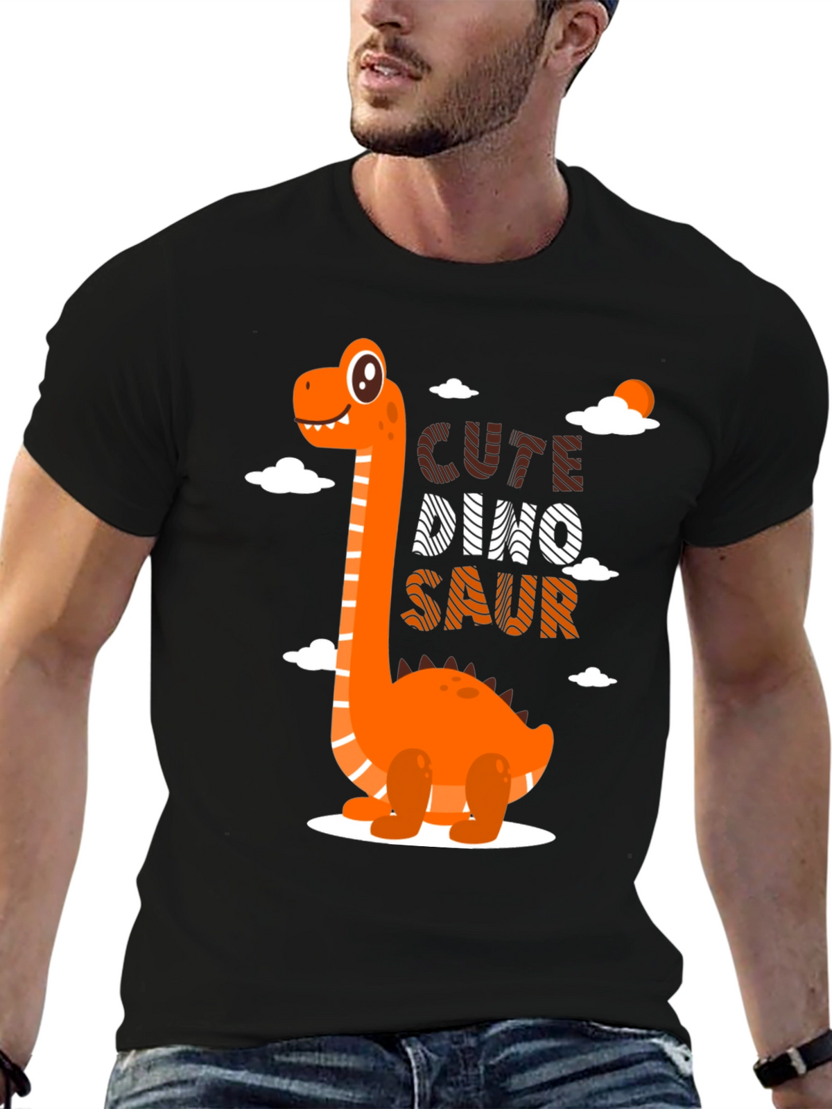 Cute Dino-Saur Black Graphic T-Shirt