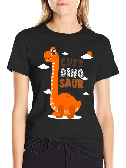 Cute Dino-Saur Black Graphic T-Shirt