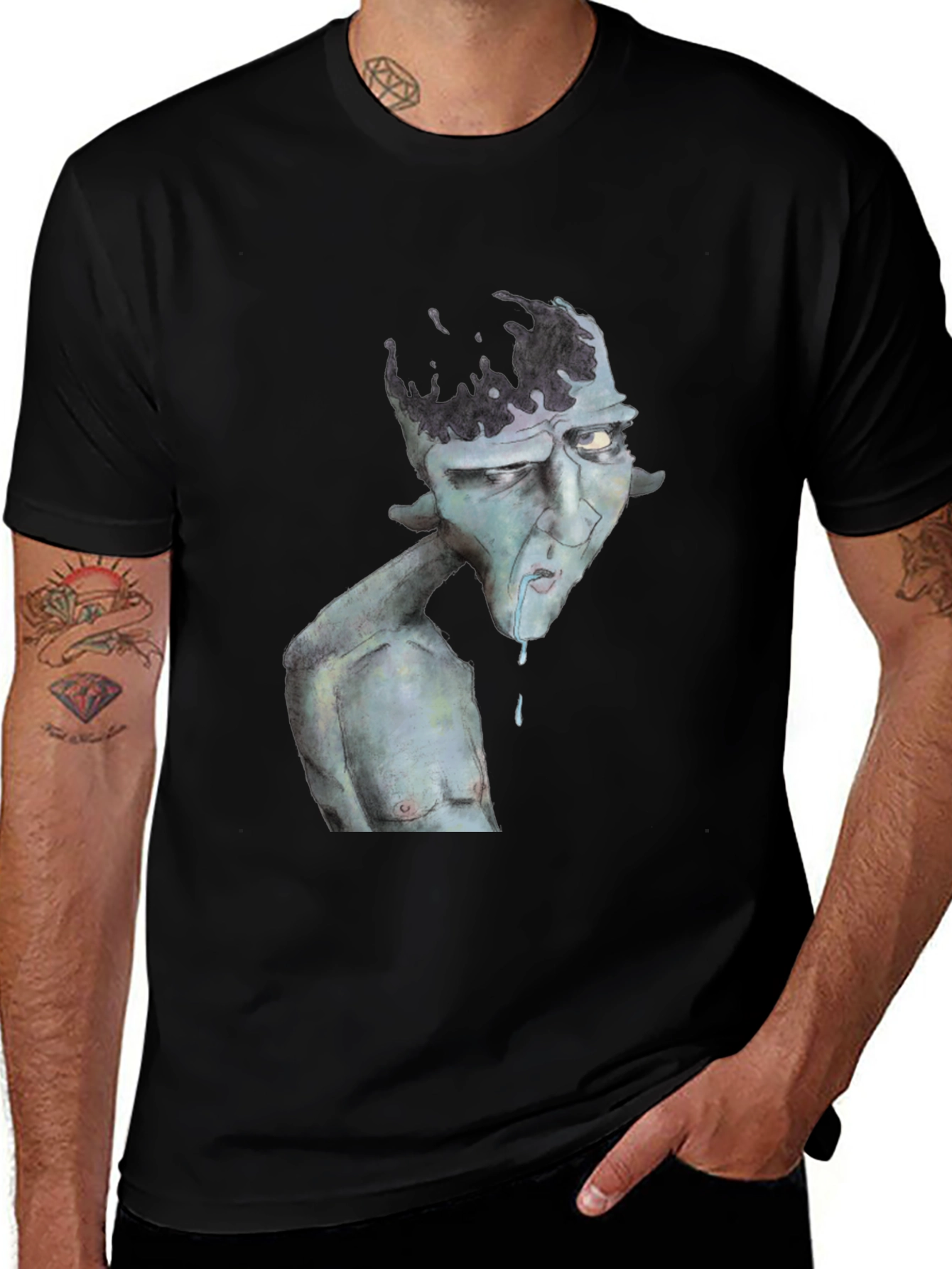 Unique Graphic Print Black T-Shirt