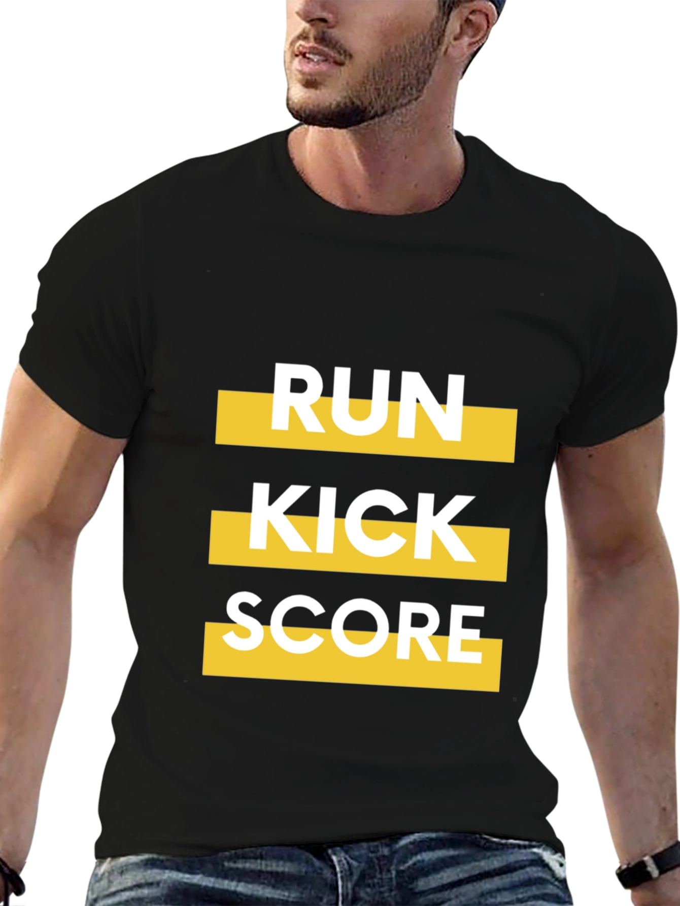 Run Kick Score Black Graphic Tee