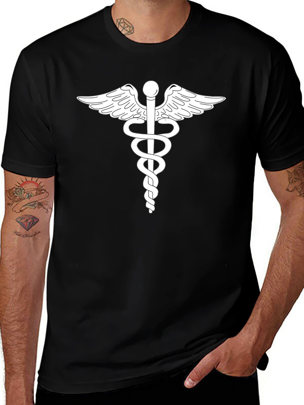 Caduceus Graphic T-Shirt - Classic Medical Symbol Tee