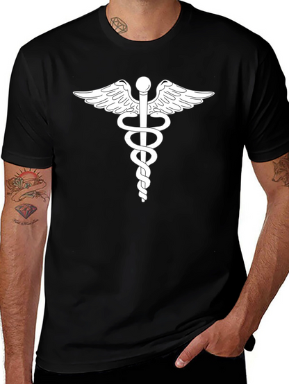 Caduceus Graphic T-Shirt - Classic Medical Symbol Tee