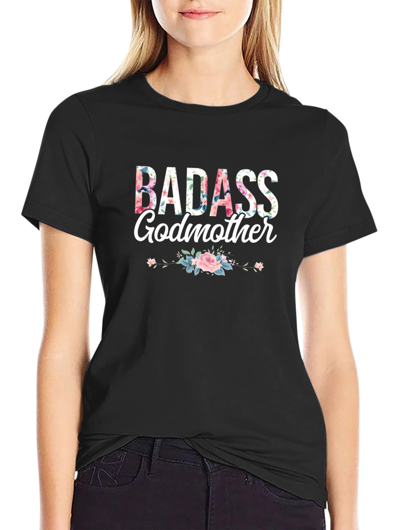 Badass Godmother Floral Graphic T-Shirt