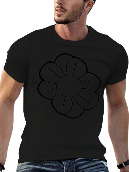 Black Flower Graphic Crew Neck T-Shirt