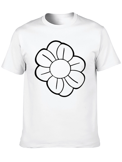 Black Flower Graphic Crew Neck T-Shirt