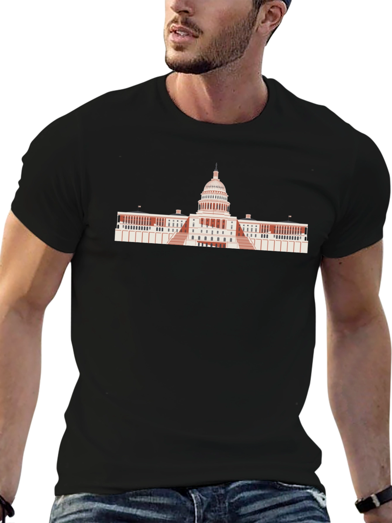 US Capitol Building Graphic Tee - Black