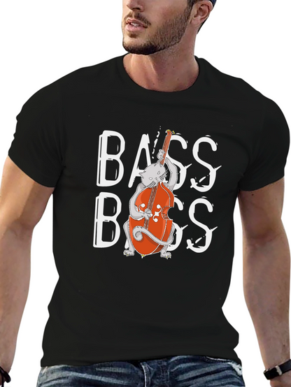 Cat Bass Player Graphic T-Shirt