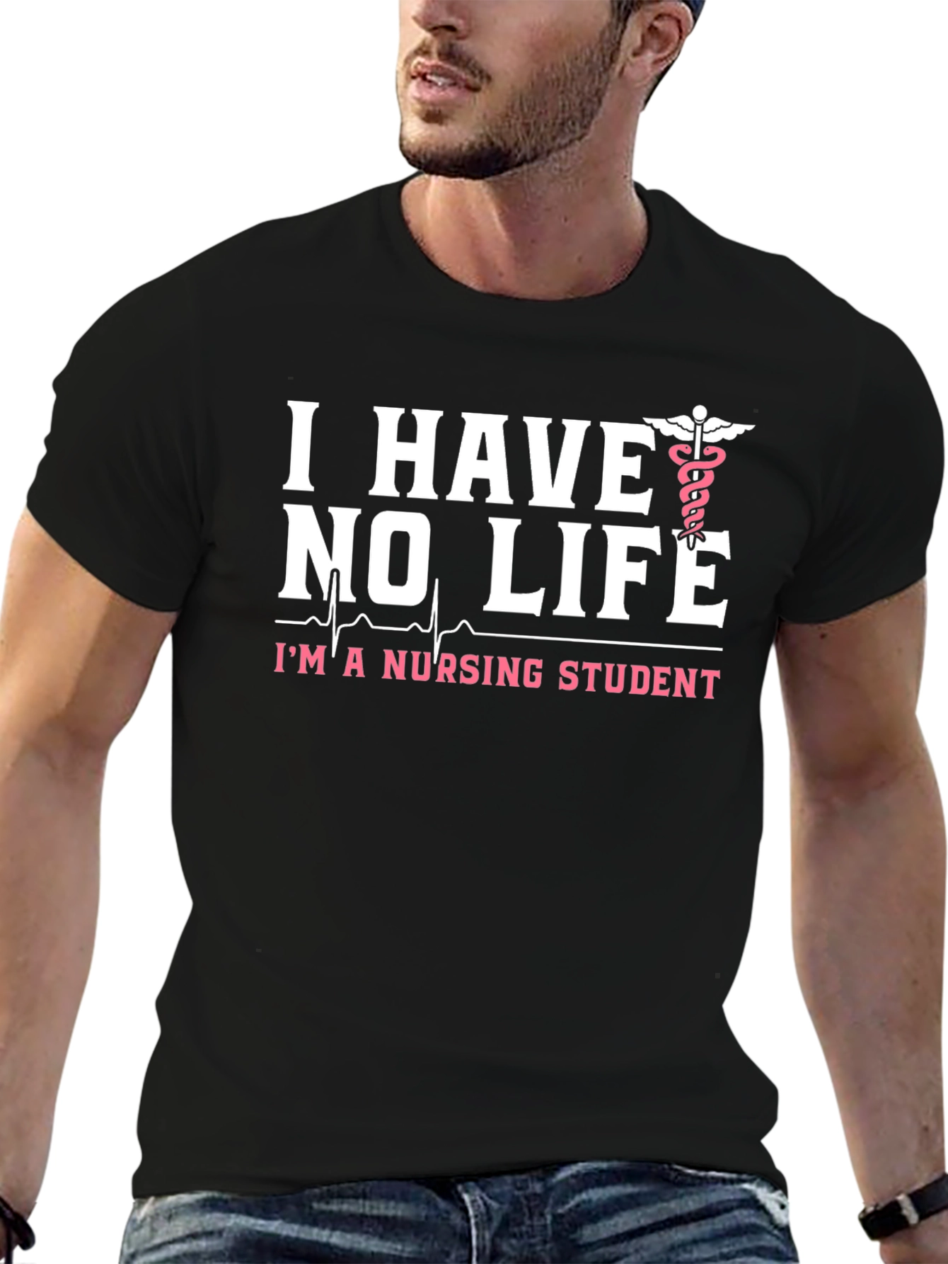 I Have No Life Nursing Student Black T-Shirt