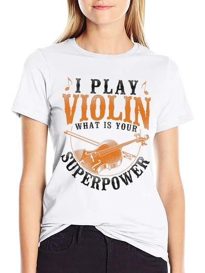 Violin Superpower Graphic Tee - Musicians Novelty T-Shirt