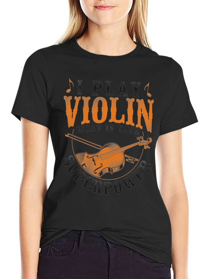 Violin Superpower Graphic Tee - Musicians Novelty T-Shirt