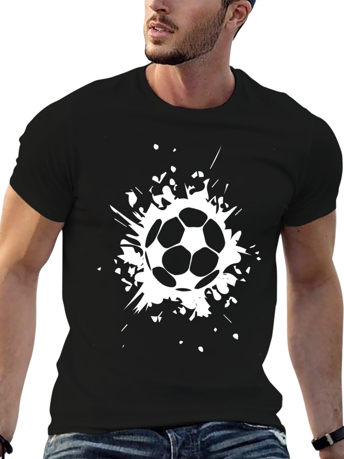 Soccer Ball Splatter Graphic T-Shirt - Black