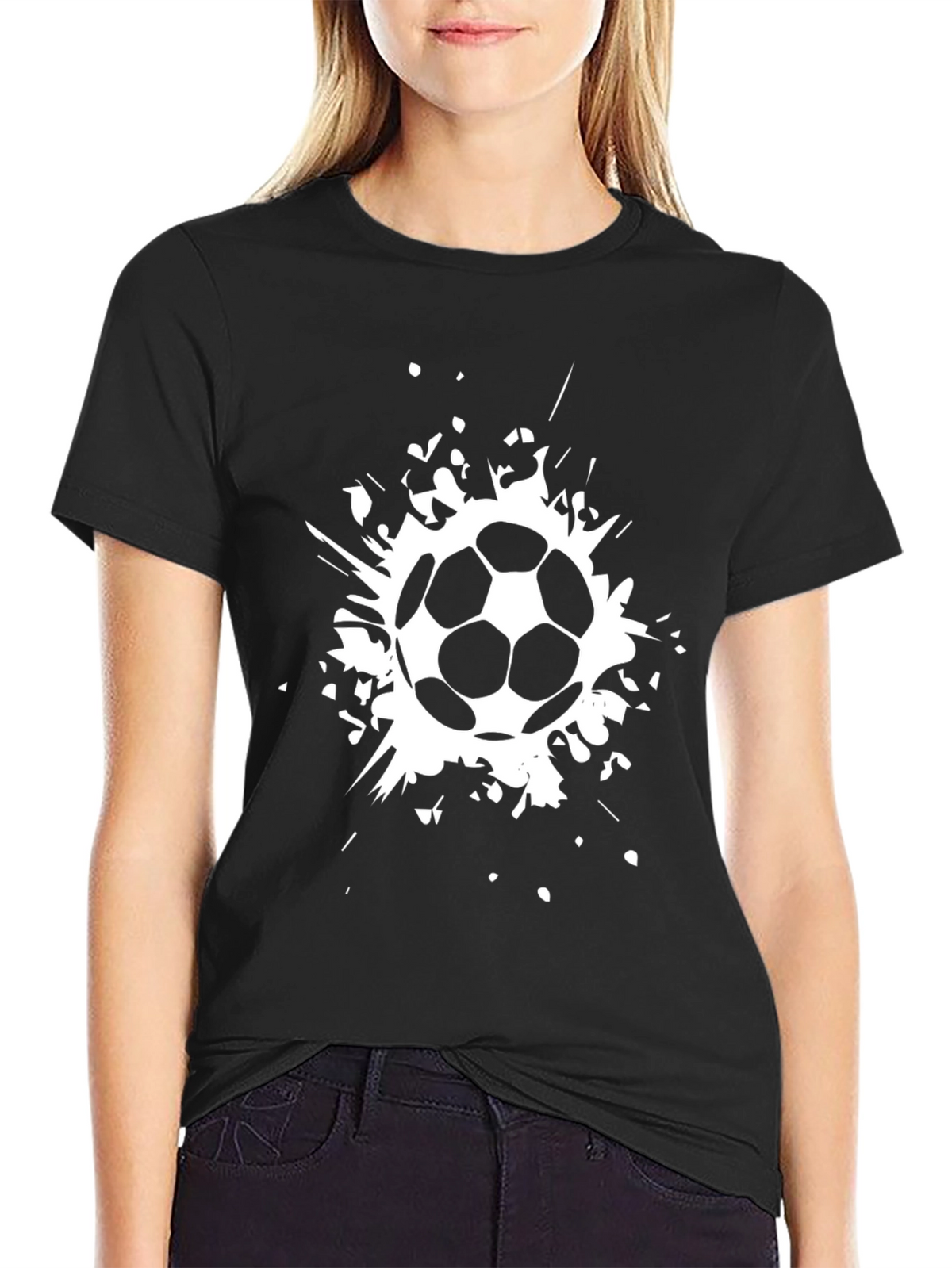 Soccer Ball Splatter Graphic T-Shirt - Black