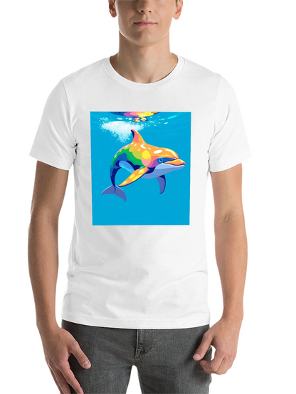 Rainbow Dolphin T-Shirt - Mens Black Tee