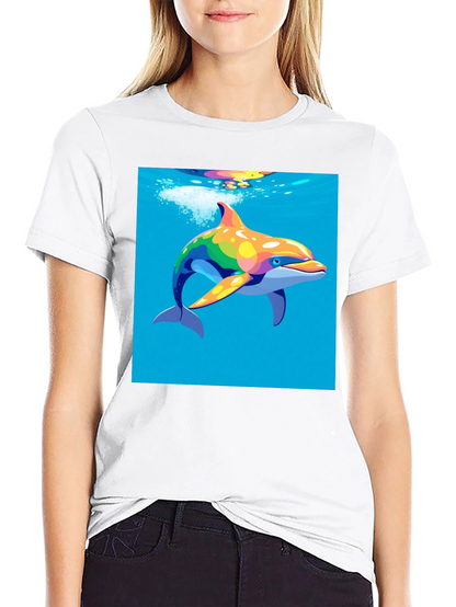 Rainbow Dolphin T-Shirt - Mens Black Tee
