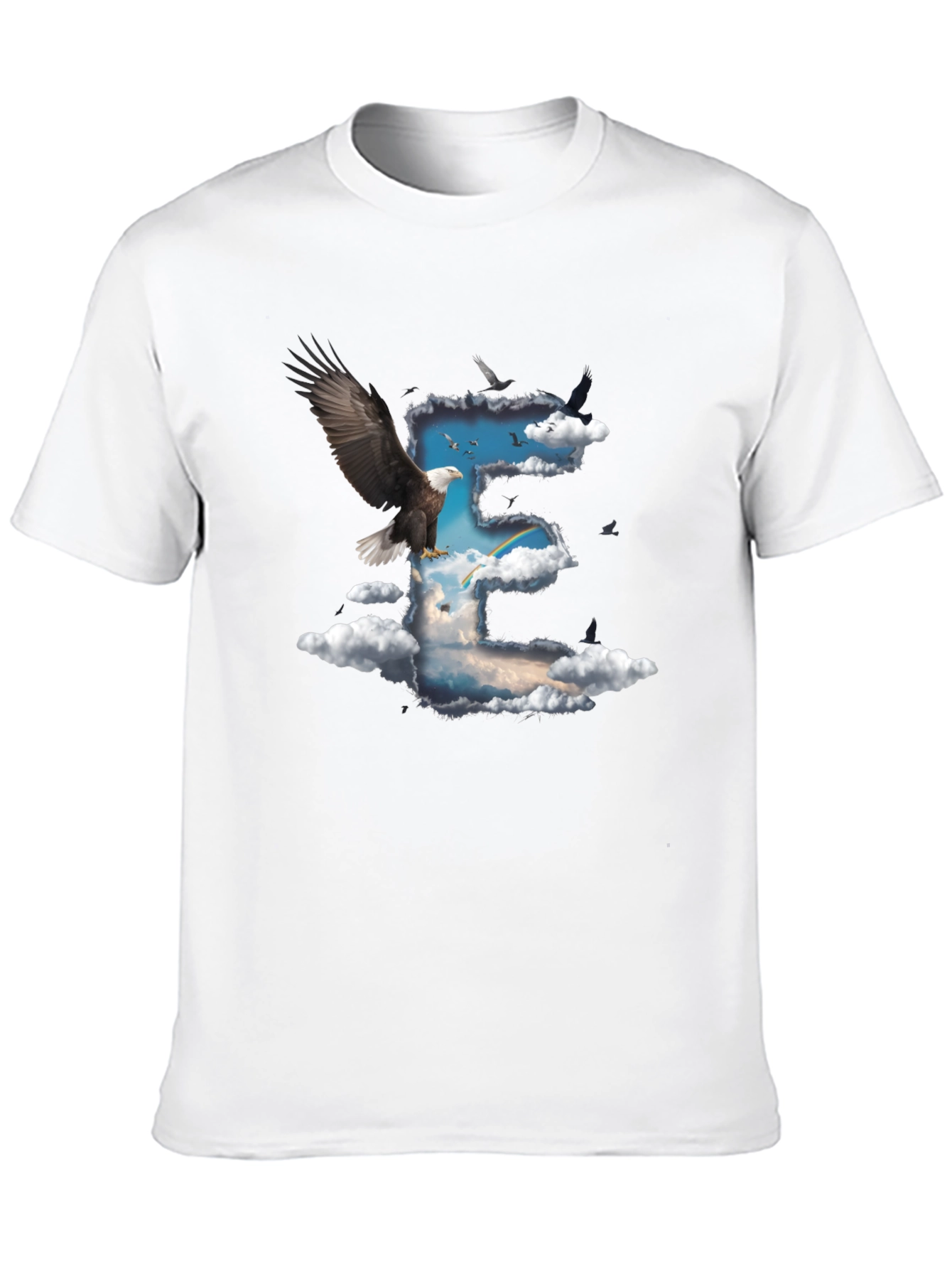Eagle & Clouds Graphic Tee - Black Cotton