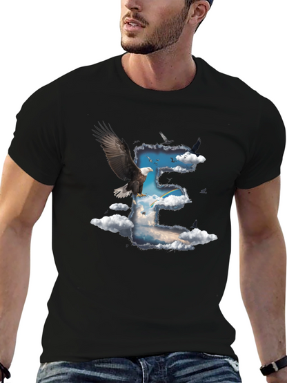 Eagle & Clouds Graphic Tee - Black Cotton
