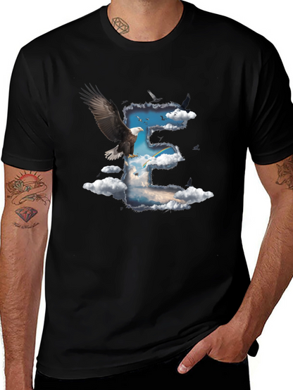 Eagle & Clouds Graphic Tee - Black Cotton