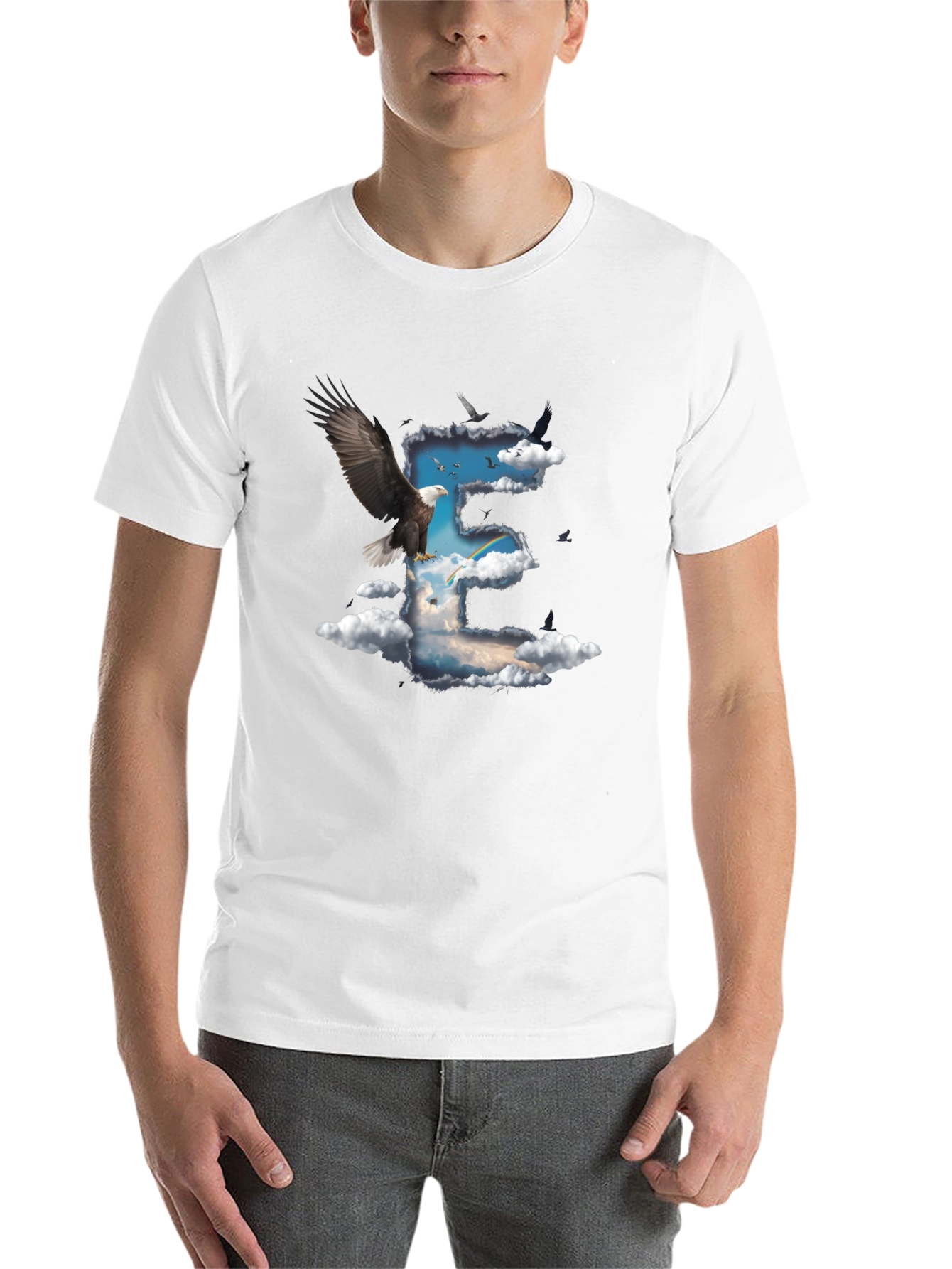 Eagle & Clouds Graphic Tee - Black Cotton