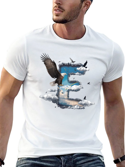 Eagle & Clouds Graphic Tee - Black Cotton